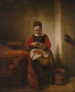 Fiatal nő almát pucol, kb. 1655. alkotó: Nicolaes Maes