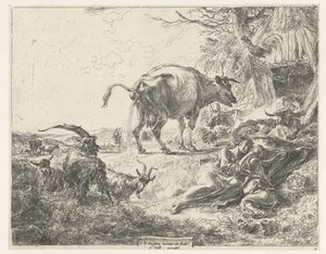 Alvó pásztorcsalád és pihenő állatállomány alkotó: Nicolaes Pietersz Berchem