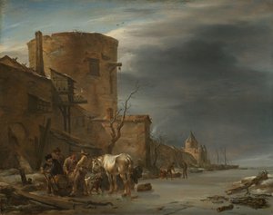 Haarlem városfala télen alkotó: Nicolaes Pietersz Berchem