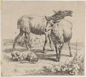 Három bárány és egy bárány alkotó: Nicolaes Pietersz Berchem