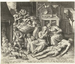 Gyászsal teli ház Domus Lamentationis (cím a tárgyon) alkotó: Nicolaes de Bruyn