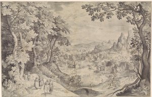 Táj szarvasvadászattal alkotó: Nicolaes de Bruyn