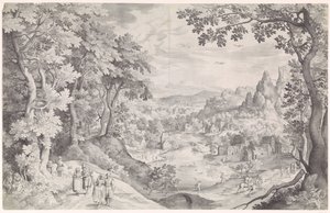 Táj szarvasvadászattal alkotó: Nicolaes de Bruyn