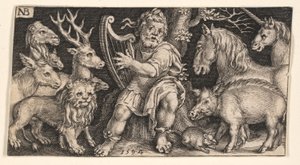 Orfeusz a Harci kimérákból és jelenetek Aesopus meséiből alkotó: Nicolaes de Bruyn
