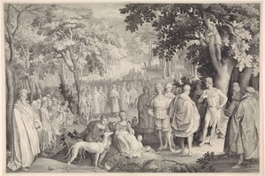 Keresztelő János igehirdetése alkotó: Nicolaes de Bruyn