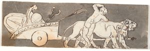Frieze fiúval az oroszlánok által húzott Bacchus és Mars (vagy Plútó) szekerénél alkotó: Nicolai Abildgaard
