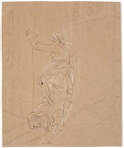 A szülésznő. Tanulmány a The Girl from Andros számára. [A szülésznő elhagyja Androspig házát] alkotó: Nicolai Abildgaard