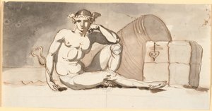 Mercury, árubálákban ülve. A kereskedelem allegóriája alkotó: Nicolai Abildgaard