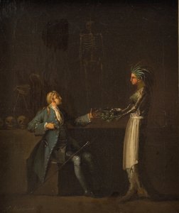 Az orvos felesége felfedi férje Niels Klim anatomizálási szándékát alkotó: Nicolai Abildgaard