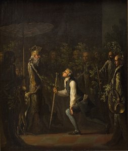 A potuánok meglepődve látják Niels Klim Genuflectet a Bölcs Herceg előtt. alkotó: Nicolai Abildgaard