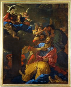 Apparition de la Vierge a Saint Jaques le Majeur - a Szűzanya megjelenik az idősebb Szent Jakabnak;1629-1630 ... alkotó: Nicolas (attr.to) Poussin
