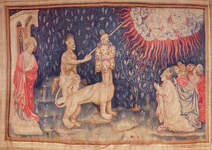 A Föld Fenevada tüzet hullat az égből, Angers Apokalipszis kárpitjáról, 1373-87 (szőttes)