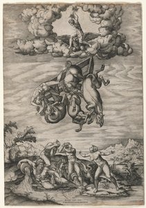 Phaeton bukása, c. 1545. alkotó: Nicolas Beatrizet
