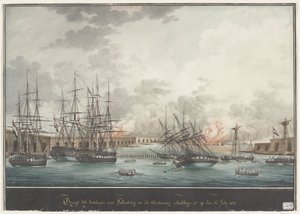 A Palembangi akkumulátorok megtekintése a győzelem után délután - 12 óra. 1821. július 24-én (cím a tárgyon) alkotó: Nicolas Cammillieri