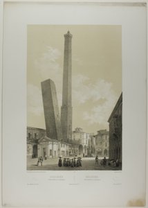 Bologna: Az Asinelli- és Garisenda-tornyok, 40. tábla az Italie Monumentale et Pittoresque-ból