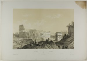 Róma: A Colosseum és a konstantinápolyi boltív, 38. tábla az Italie Monumentale et Pittoresque című könyvből.