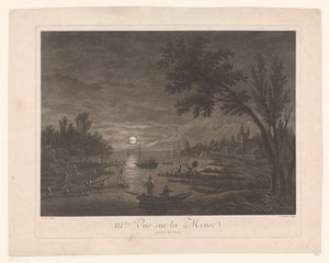 Éjszakai kilátás a Maasra halászokkal III.ème Vue sur la Meuse. (cím a tárgyon) alkotó: Nicolas Dufour