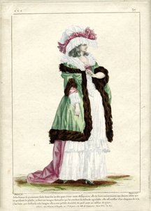 Gallerie des Modes et Costumes Francais, 1785, CCC 297: Csinos nő egyedül sétál... alkotó: Nicolas Dupin