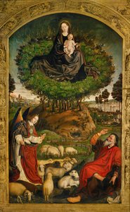 Szűz Mária. Az égő csipkebokor oltár középső táblája (olaj, fa)