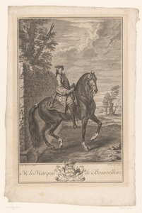 Paul de Beauvilliers lovas portréja M. le Marquis de Beauvilliers (cím a tárgyon) alkotó: Nicolas Gabriel Dupuis