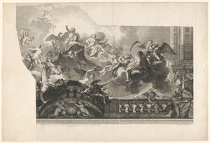 Mennyezetfestés istenek összeállításával (2. tábla) Ceiling du Milieu de la Grande Gallerie du Palais Royal (cím a tárgyon)