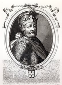 II. Fülöp Augustus (1165-1223) francia király, a Les Augustes Representations de tous les Rois de France Pharamondtól XIV. Lajosig, Párizs, 1679
