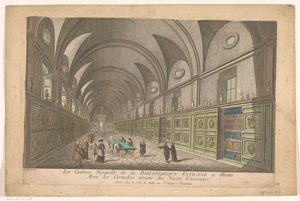 Galerij in de Vaticaanse Bibliotheek La Galerie Nouvelle de la Bibliotheque Vaticane a Rome avec les corniches ornees des vases Etrusiens (title on object)   1383683   hu       hungarian Successfully Translated  Original: Pan en Syrinx Metamorfosen van Ovi alkotó: Nicolas Jean Baptiste Poilly