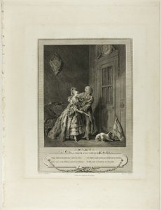Váratlan hívás, a Monument du Costume Physique et Moral de la fin du Dix-huitième siècle című kötetből alkotó: Nicolas Joseph Voyez