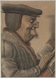 Idős férfi könyvet olvas, 1600-as évek első fele. alkotó: Nicolas Lagneau