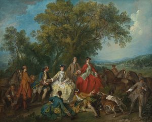 Piknik a vadászat után, valószínűleg c. 17351740. alkotó: Nicolas Lancret