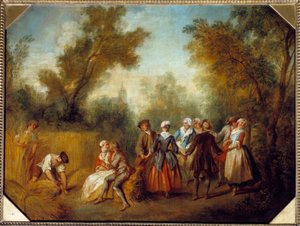 Nyári ország party jelenet betakarítás idején. Nicolas Lancret (1690-1743) festménye 18. század V. 0,69x0,89 m alkotó: Nicolas Lancret