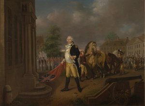 Humphreys tábornok átadja a Yorktownban elvitt szabványokat a philadelphiai Kongresszusi Központba alkotó: Nicolas Louis Albert Delerive