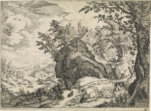 Hegyi táj templommal Hegyi tájak (sorozat címe) alkotó: Nicolas Moillon