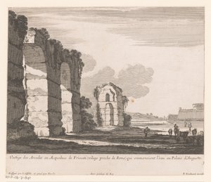 Táj romokkal és tehénpásztorokkal Vestige des Arcades ou Aqueducs de Friscati (...) (cím a tárgyon)