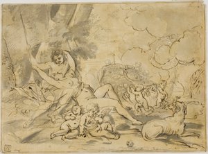 Figurák, szekér és kutya alkotó: Nicolas Poussin