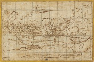 Út a kanyargós folyó mentén alkotó: Nicolas Poussin