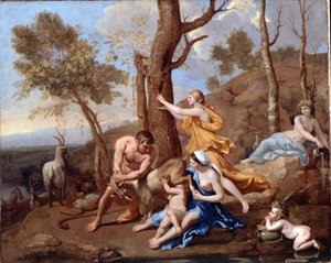 A Jupiter ápolása alkotó: Nicolas Poussin