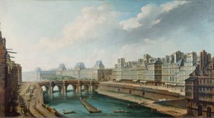 Kilátás a Louvre-palotára, a Pont Neuf-ra és a Quai des Orfevres-re a Quai des Grands Augustins felől nézve, 1760 körül (olaj, vászon)