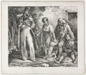 Alamizsnáért könyörgő, 1819. alkotó: Nicolas Toussaint Charlet