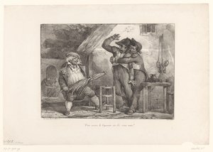 Burger plaagt twee dronken soldieren in een kroeg Átlépsz a szuronyon a régi barátokon! (cím a tárgyon) alkotó: Nicolas Toussaint Charlet