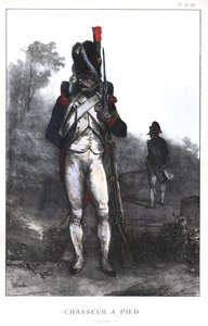 Napóleoni háborúk, francia hadsereg, a császári gárda gyalogos üldözője teljes ruhában, 1845