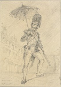 Katona napernyőt tart alkotó: Nicolas Toussaint Charlet