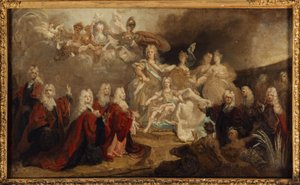 Allegória XV. Lajos eljegyzéséről a spanyolországi Marie-Anne-Victoire infánsnővel (1722), 1722-ben (olaj, vászon)