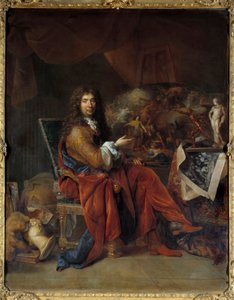 Charles Lebrun (Le Brun) (1619-1690), XIV. Lajos király első festőjének portréja Nicolas de Largilliere (1656-1746) festménye Dim. 2,32 x 1,81 m. Párizs. Louvre múzeum