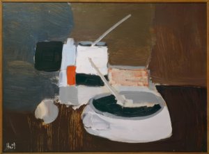Csendélet ecsetekkel alkotó: Nicolas de Staël