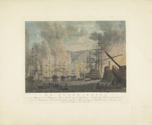 Algír bombázása, 1816 Az algériaiak győzelme az Algír-öbölben az angol és holland osztagok által, Exmouth admirális és a Capellen admirális parancsnoka, 1816. augusztus 27. (cím az obj-n alkotó: Nicolaus Heideloff