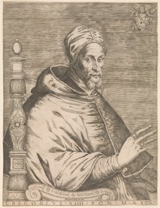 XIV. Gergely pápa portréja ül Gergely XIII Pon. Max. (cím a tárgyon) alkotó: Nicolaus van Aelst (attributed to)
