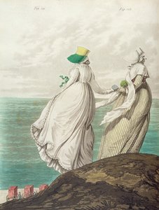 Fürdőhely, a "Gallery of Fashion"-ból, 1797 (színes metszet) alkotó: Nicolaus von Heideloff