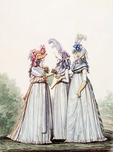 Reggeli ruhák, ábra. 16. ábra. 17. és ábra. 18-án a "The Gallery of Fashion"-ból, 1797