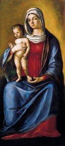 Madonna és gyermek, Triptichon központi panelje Madonnával és gyermekével, Szent Alberttel és Szent Sebestyénnel